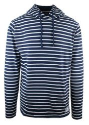 Lekka i Cienka Bluza z Kapturem (Kangurka) - Pako Jeans - Granatowa w Prążek. Niebieskie bluzy z kapturem Pako Jeans, na lato, l, bez wzorów, z bawełny, z kapturem. Za 169.00 zł.