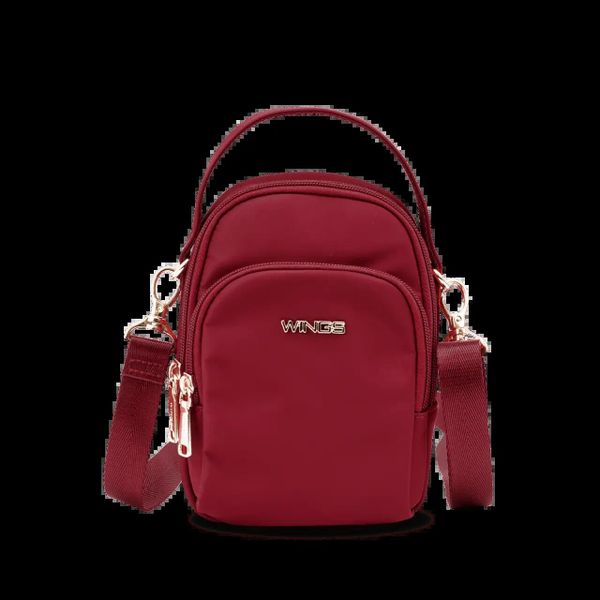 Mała torba crossbody ROSELLA DARK RED. Czerwone torby na ramię Wings, bez wzorów, z materiału, na ramię, małe, bez dodatków. Za 99.90 zł.