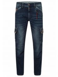 Timezone Bojówki dżinsowe "Roger" - Regular fit - w kolorze granatowym rozmiar: W33/L36. Niebieskie joggery i bojówki Timezone, l, z aplikacjami. Za 176.95 zł.