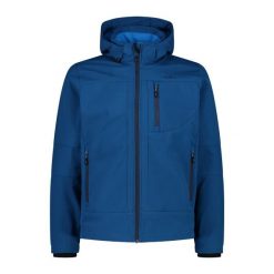 Kurtka z zamkiem błyskawicznym z kapturem CMP. Niebieskie kurtki CMP, bez wzorów, z softshellu, z kapturem. Za 349.40 zł.
