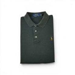 Second life - Polo Ralph Lauren męskie klasyczne krótkie rękawy - Stan dobry. Czarne sztyblety RALPH LAUREN, bez wzorów, z materiału, bez obcasa, bez zapięcia. Za 85.16 zł.