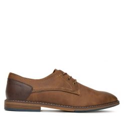 Półbuty Lanetti. Brązowe eleganckie półbuty Lanetti, bez wzorów, bez obcasa, bez zapięcia. Za 139.99 zł.