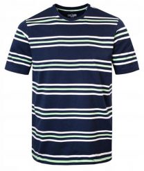 Bawełniana Koszulka Polo w Paski - Pako Jeans - Granatowa. Niebieskie koszulki polo Pako Jeans, l, bez wzorów, z bawełny, bez kołnierzyka, bez ramiączek. Za 89.00 zł.