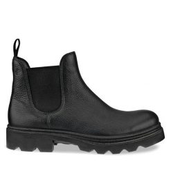 Sztyblety ECCO. Czarne botki sznurowane ecco, bez wzorów, bez obcasa, bez zapięcia. Za 869.99 zł.
