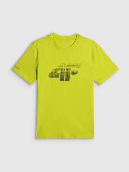4F T-shirt regular z nadrukiem męski - zielony S. Zielone t-shirty 4F, m, bez wzorów, z bawełny, bez kołnierzyka, bez ramiączek. Za 69.99 zł.