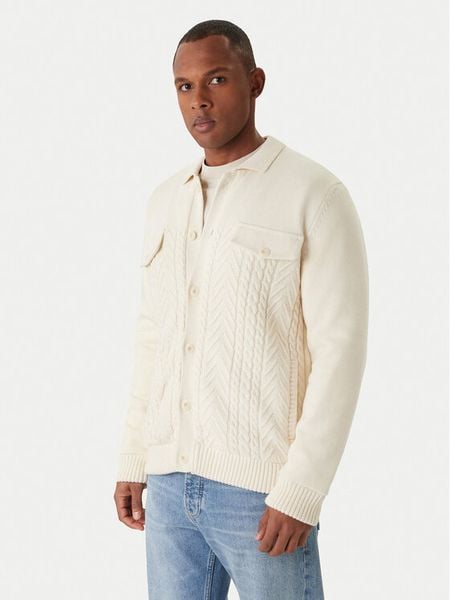 JOOP! Jeans Kardigan Walto 30047659 Écru Modern Fit. Białe swetry rozpinane JOOP! Jeans, l, bez wzorów, z bawełny, bez kołnierzyka, bez ramiączek. Za 597.99 zł.