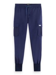Scotch & Soda Bojówki w kolorze granatowym rozmiar: W32/L32. Niebieskie joggery i bojówki Scotch & Soda, l, bez wzorów, prążkowane. Za 212.30 zł.