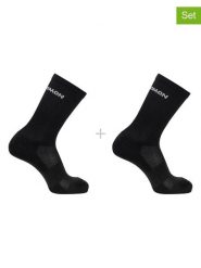 SALOMON Skarpety funkcyjne (2 pary) "Evasion Crew" w kolorze czarnym rozmiar: 45-47. Czarne skarpety Salomon, bez wzorów, prążkowane. Za 37.12 zł.