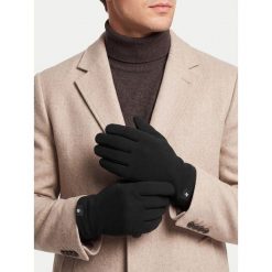 Rękawiczki Beverly Hills Polo Club. Czarne rękawiczki Beverly Hills Polo Club, bez wzorów, z dzianiny. Za 49.99 zł.