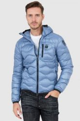 BLAUER Niebieska męska kurtka puchowa z kapturem. Niebieskie kurtki Blauer USA, l, bez wzorów, z puchu, z kapturem. W wyprzedaży za 1,089.99 zł.
