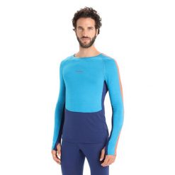 Koszulka Termoaktywna Męska Icebreaker ZoneKnit 125 LS Crewe. Niebieskie bielizna termoaktywna Icebreaker, na zimę, m, bez wzorów, bez ramiączek, narciarskie. Za 289.99 zł.