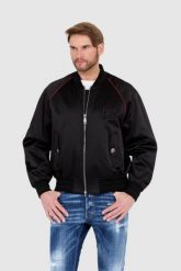 DOLCE & GABBANA Czarna kurtka bomber outwear jacket. Czarne kurtki Dolce and Gabbana, m, bez wzorów, bez kaptura. W wyprzedaży za 4,199.99 zł.