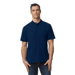 Męska Koszulka Polo Softstyle Pique. Niebieskie koszulki polo sportowe GILDAN, m, bez wzorów, bez kołnierzyka, bez ramiączek. Za 63.99 zł.