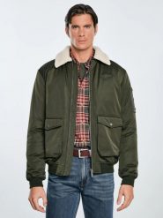 Kurtka męska bomber z kożuszkiem khaki Getnew 303. Zielone kurtki BIG STAR, l, bez wzorów, z jeansu, bez kaptura. Za 459.99 zł.