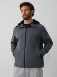 4F Kurtka softshell wiatroodporna membrana 5000 męska - szara M. Szare kurtki 4F, m, bez wzorów, z materiału, bez kaptura. Za 299.99 zł.