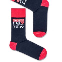 Męskie skarpetki NAPIS ZAJĘTY 405. Czarne skarpety Milena, bez wzorów, z bawełny. Za 17.90 zł.