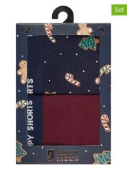 Happy Shorts Bokserki (2 pary) w kolorze ciemnoczerwono-granatowym rozmiar: XL. Czerwone bokserki Happy Shorts, xl, bez wzorów. Za 61.17 zł.