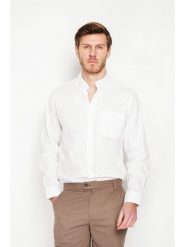 Secret du Lin Lniana koszula w kolorze białym rozmiar: 46. Białe koszule Secret du Lin, bez wzorów, ze lnu, bez kołnierzyka, bez ramiączek. Za 126.75 zł.