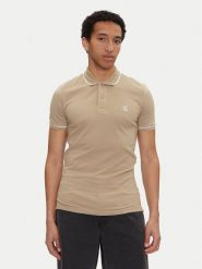 Calvin Klein Jeans Polo J30J315603 Beżowy Slim Fit. Brązowe koszulki polo Calvin Klein Jeans, l, bez wzorów, z bawełny, bez kołnierzyka, bez ramiączek. Za 219.99 zł.