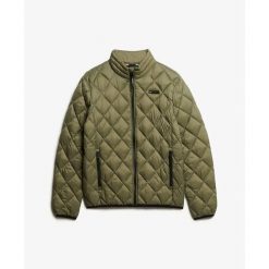 Kurtka pikowana w romby Superdry Fuji Lite. Zielone kurtki Superdry, s, bez wzorów, z materiału, bez kaptura. Za 436.20 zł.