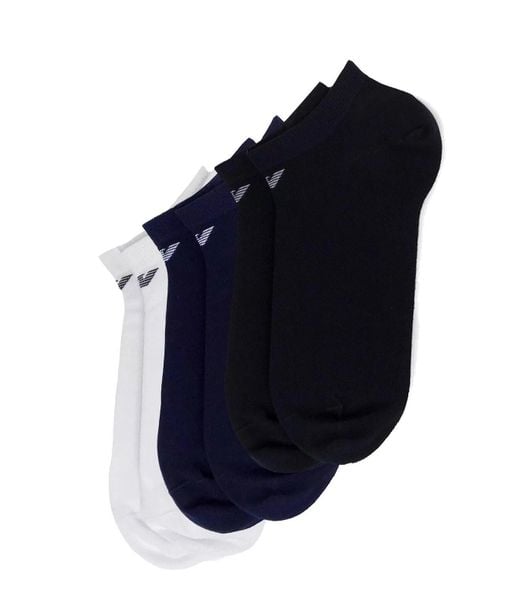 Skarpety stopki Emporio Armani Calza 3-Pack. Białe skarpety Emporio Armani Connected, bez wzorów, z bawełny. Za 79.00 zł.