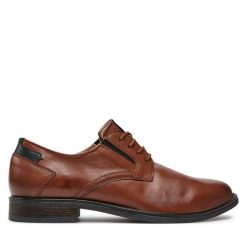 Półbuty Caprice. Brązowe eleganckie półbuty Caprice, bez wzorów, bez obcasa, bez zapięcia. Za 249.99 zł.