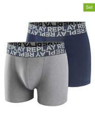Replay Underwear Bokserki (2 pary) w kolorze szarym i granatowym rozmiar: XL. Niebieskie bokserki Replay Underwear, xl, bez wzorów. Za 43.99 zł.