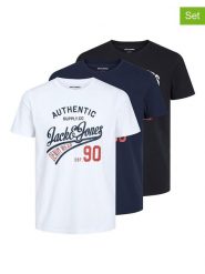 Jack & Jones Koszulki (3 szt.) w kolorze biało-czarno-granatowym rozmiar: XXL. Białe bezrękawniki Jack & Jones, xxl, bez wzorów, z bawełny, bez kołnierzyka, bez ramiączek. Za 104.89 zł.