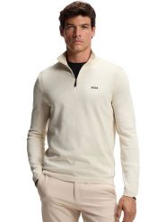 Hugo Boss Sweter w kolorze kremowym rozmiar: XXL. Brązowe swetry nierozpinane HUGO BOSS, xxl, bez wzorów, z bawełny, bez kołnierzyka, bez ramiączek. Za 416.95 zł.