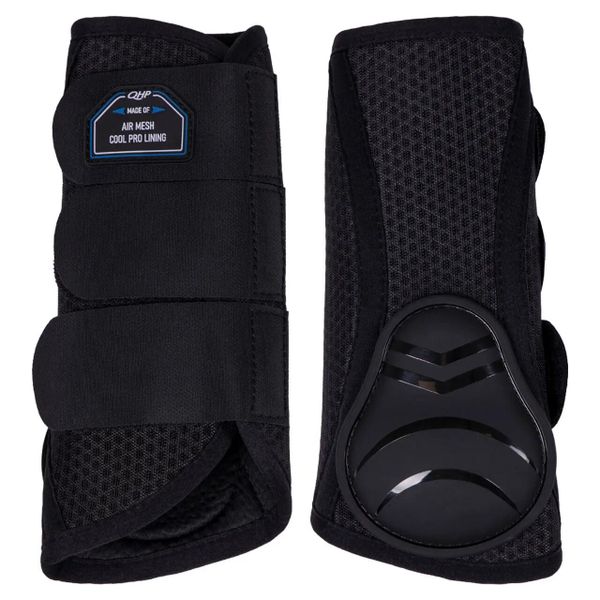 Zamknięte przednie getry dla koni QHP Air Mesh. Czarne legginsy długie sportowe QHP, m, z aplikacjami, z materiału, do jazdy konnej. Za 244.00 zł.