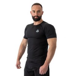 Rashguard do MMA męski DBX Bushido BlackRS z krótkim rękawem. Białe odzież kompresyjna DBX BUSHIDO, m, bez wzorów, z materiału, do biegania. Za 132.99 zł.