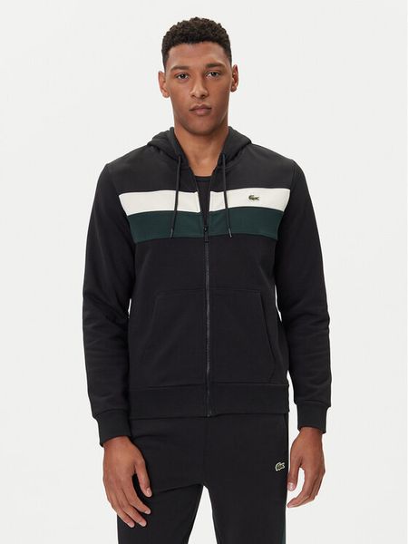 Lacoste Bluza SH5913 Czarny Regular Fit. Czarne bluzy LACOSTE, m, bez wzorów, z bawełny, bez kaptura. Za 429.99 zł.