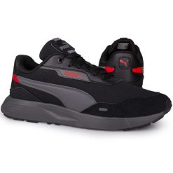 Buty męskie sportowe sneakersy Puma RUNTAMED PLUS. Czarne buty do biegania Puma, bez wzorów, bez zapięcia, do biegania. Za 317.00 zł.