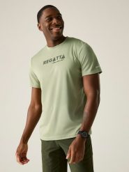 Regatta Koszulka funkcyjna "Fingal" w kolorze zielonym rozmiar: S. Zielone t-shirty sportowe Regatta, bez wzorów, z materiału, bez ramiączek, outdoorowe. Za 39.31 zł.