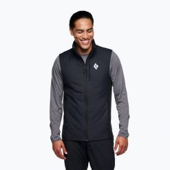 Bezrękawnik męski Black Diamond First Light Hybrid Vest. Czarne bezrękawniki Black Diamond, m, bez wzorów, bez kołnierzyka, bez ramiączek. Za 379.99 zł.