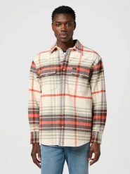 MESKA KOSZULA WRANGLER WESTERN SHIRT BIRCH 112372459. Brązowe koszule Wrangler, s, bez wzorów, bez kołnierzyka, bez ramiączek. Za 139.99 zł.
