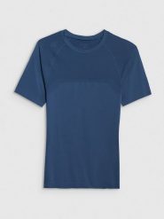 4F Koszulka sportowa w kolorze granatowym rozmiar: S/M. Niebieskie t-shirty sportowe 4F, bez wzorów, z materiału, bez ramiączek, outdoorowe. Za 70.90 zł.