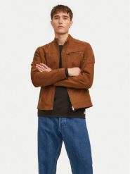 Jack&Jones Kurtka z imitacji skóry Rocky 12147218 Brązowy Regular Fit. Brązowe kurtki Jack&Jones, m, bez wzorów, ze skóry, bez kaptura. Za 321.12 zł.
