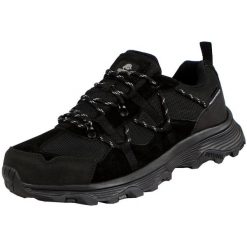 Męskie buty trekkingowe wodoodporne turystyczne. Czarne buty trekkingowe GUGGEN MOUNTAIN, bez wzorów, bez zapięcia. W wyprzedaży za 334.64 zł.
