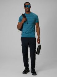 4F Koszulka trekkingowa regular szybkoschnąca męska - granatowa L/XL. Niebieskie t-shirty 4F, l, bez wzorów, bez kołnierzyka, bez ramiączek. Za 99.99 zł.