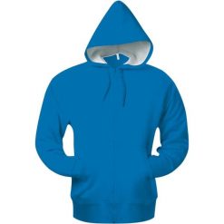 Bluza z kapturem z kieszeniami kangurkami Kariban. Niebieskie bluzy z kapturem KARIBAN, m, bez wzorów, z bawełny, z kapturem. Za 230.50 zł.