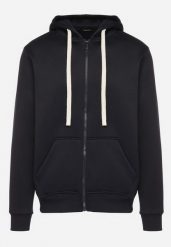 Granatowa Rozpinana Bluza z Kapturem z Bawełną Ozdobiona Sznurkami Nerrise. Niebieskie bluzy z kapturem Born2be, l, bez wzorów, z bawełny, z kapturem. Za 89.99 zł.