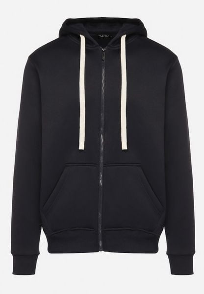 Granatowa Rozpinana Bluza z Kapturem z Bawełną Ozdobiona Sznurkami Nerrise. Niebieskie bluzy Born2be, l, bez wzorów, z bawełny, z kapturem. Za 89.99 zł.