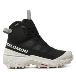 Trekkingi Salomon. Czarne botki sznurowane Salomon, bez wzorów, bez obcasa, bez zapięcia. Za 759.99 zł.