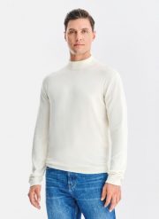 PAKO LORENTE - Półgolf męski w białym kolorze. Białe swetry nierozpinane Pako Lorente, m, bez wzorów, z nylonu, bez kołnierzyka, bez ramiączek. Za 119.99 zł.