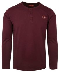 Koszulka z Długim Rękawem (Longsleeve) - Pako Jeans - Guziki Przy Dekolcie - Bordo. Czerwone bluzki z długim rękawem Pako Jeans, m, bez wzorów, z bawełny, bez kołnierzyka, bez ramiączek. Za 120.00 zł.