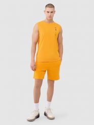 4F Spodenki dresowe męskie - pomarańczowe L. Brązowe krótkie spodenki sportowe 4F, l, bez wzorów, z bawełny. Za 99.99 zł.