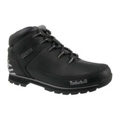 Męskie Skórzane Buty Euro Sprint Hiker. Czarne buty turystyczne Timberland, na zimę, bez wzorów, z gumy, bez zapięcia, do biegania. Za 599.99 zł.