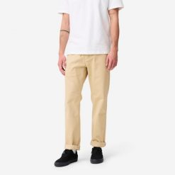 Spodnie chinos na deskorolkę CN500 Heavy beżowe. Brązowe spodnie materiałowe Decathlon, na co dzień, l, bez wzorów, z bawełny, sportowe. Za 159.99 zł.
