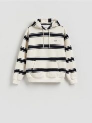 Bluza z kapturem - złamana biel. Bluzy z kapturem Reserved, l, bez wzorów, z bawełny, z kapturem. Za 149.99 zł.
